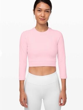 Lululemon Short Stop Long Sleeve Tee in Powdered Rose Pink NWT Size 10